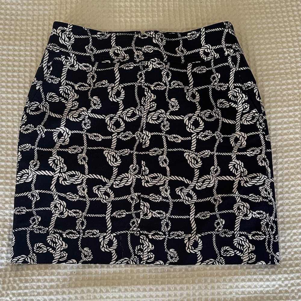 Talbots Black and White Nautical Pencil Skirt